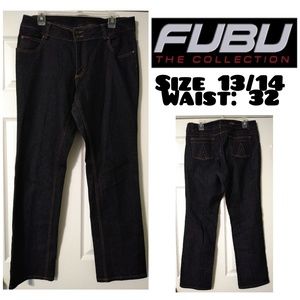 Fubu women denim rinse blue jeans size 13/14